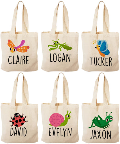 Insect Party Favor Bags, Personalized Bug Treat Bags, Set of 6
