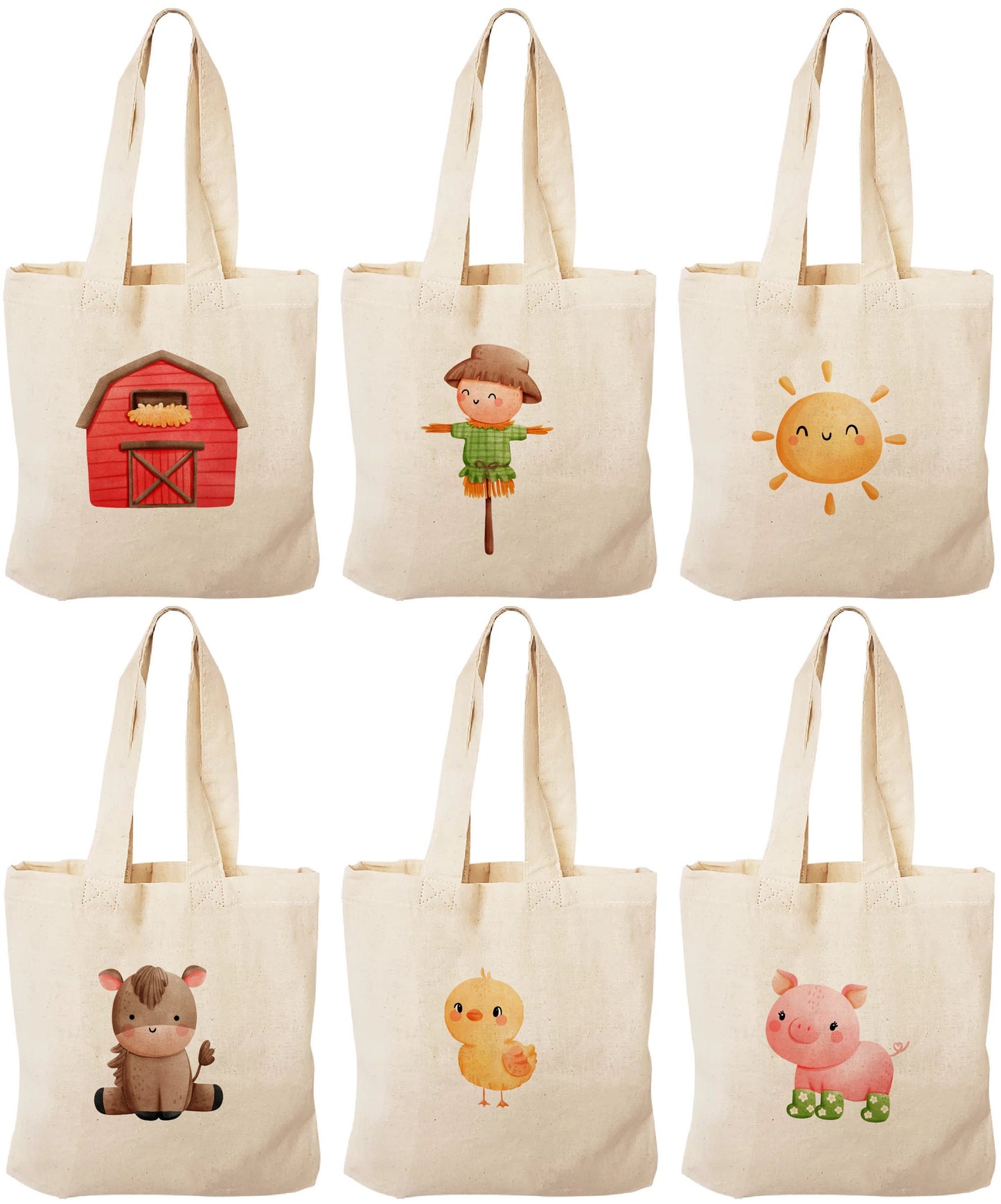 Barnyard Party Favor Bags - Set of Six Bags - Perfect for Farm and Barnyard Themed Parties!