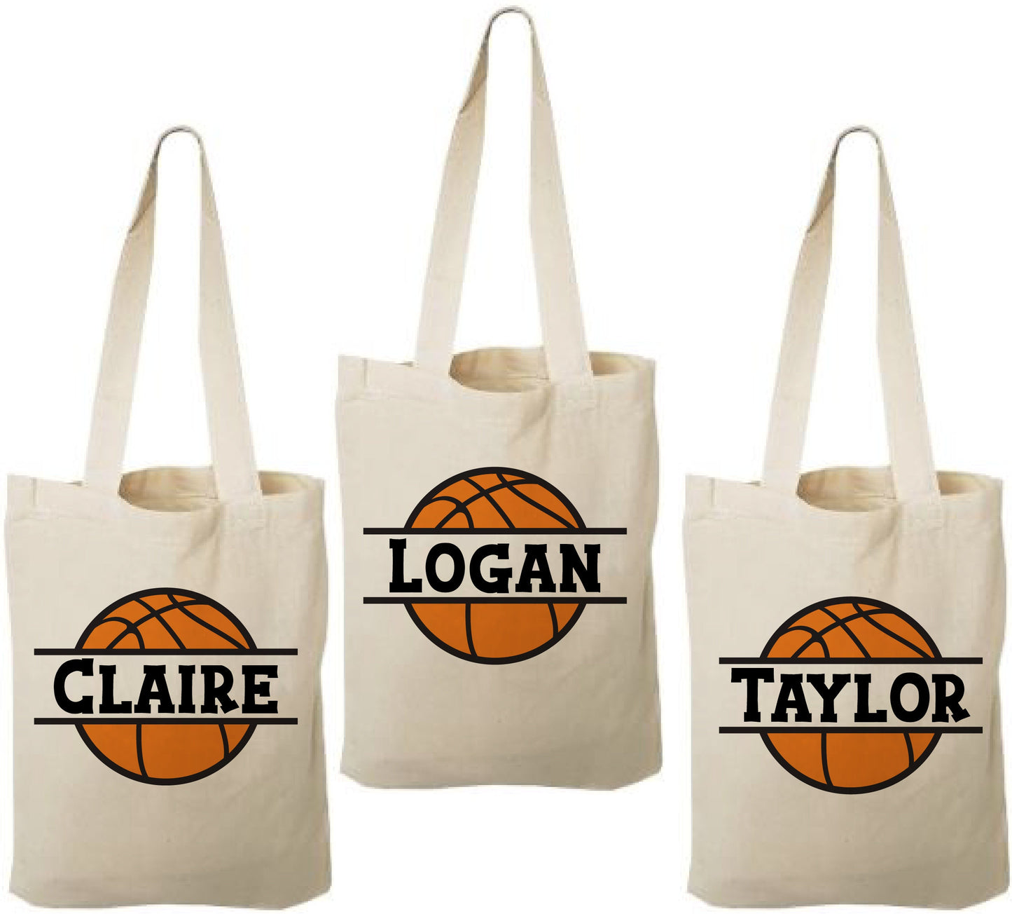 Personalized Basketball Party Favor Bags - Set of Three Bags