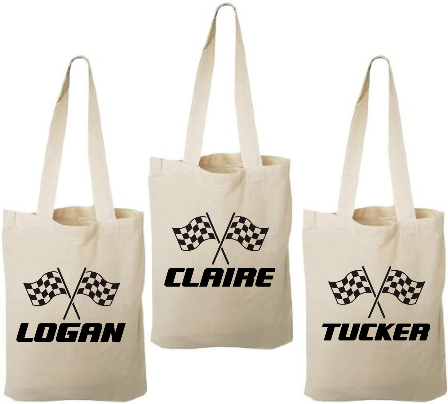 Race Car Party Favor Bags - Set of Three Bags - Personalized