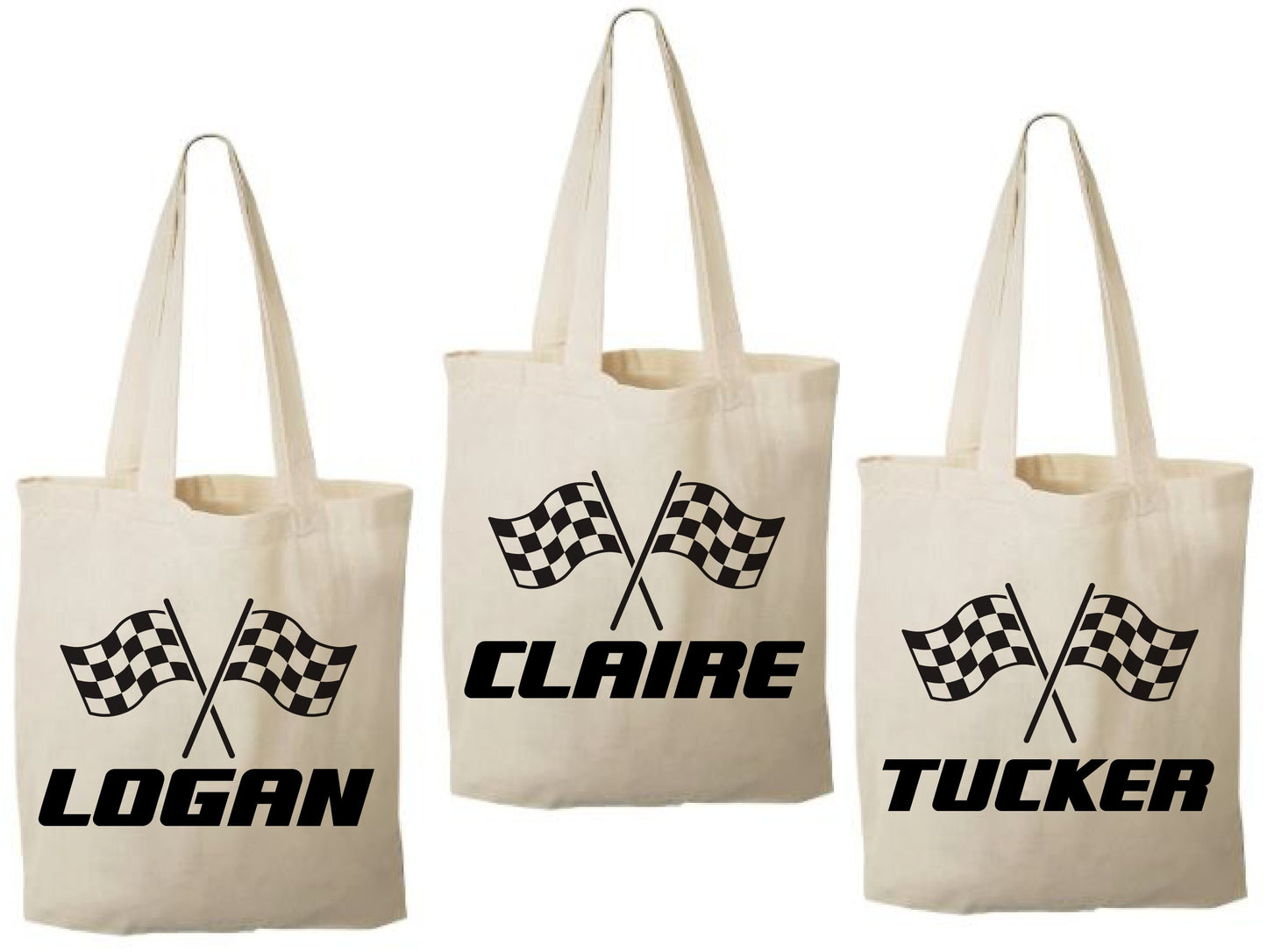 Race Car Party Favor Bags - Set of Three Bags - Personalized