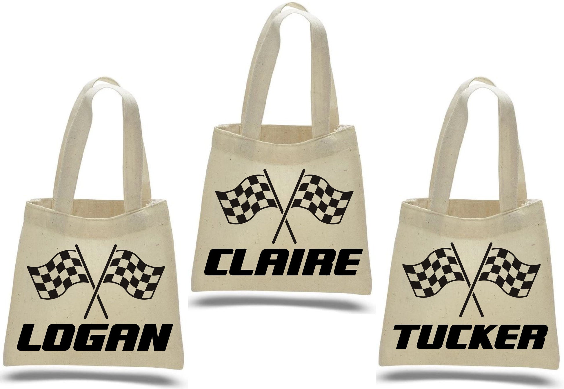 Race Car Party Favor Bags - Set of Three Bags - Personalized