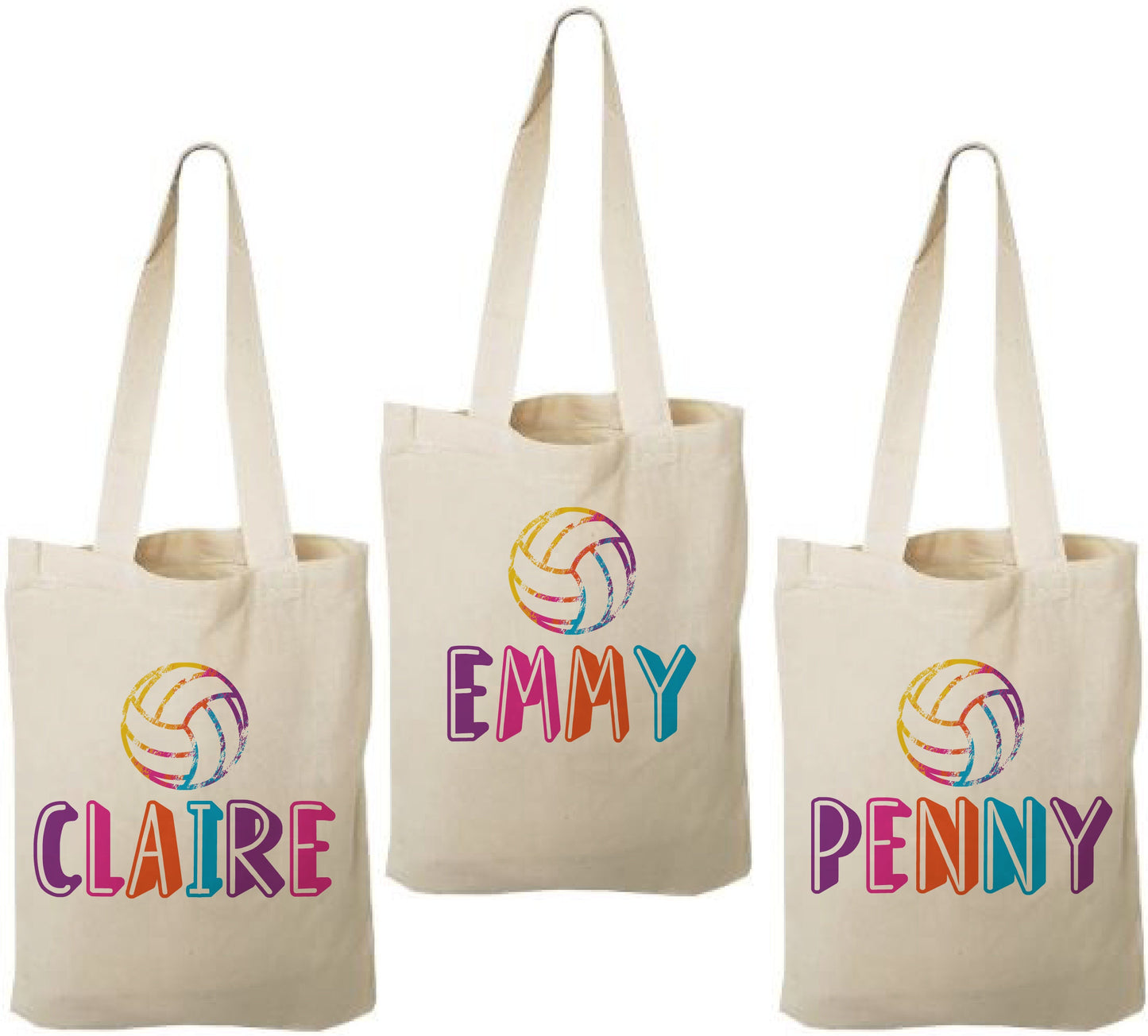 Personalized Volleyball Party Favor Bags, Custom Cotton Tote