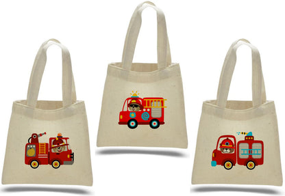 Fire Truck Treat Bags - Perfect for Fire Truck Themed Parties! - Cotton party favor bags with handles