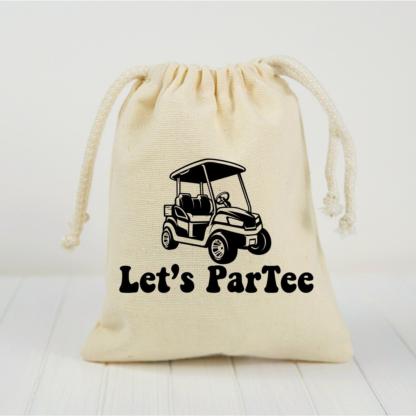 Let's Par-Tee Golf Party Favor Bags, Cotton Goodie Bags