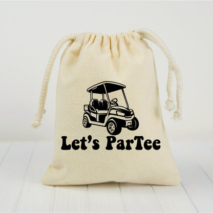 Let's Par-Tee Golf Party Favor Bags, Cotton Goodie Bags