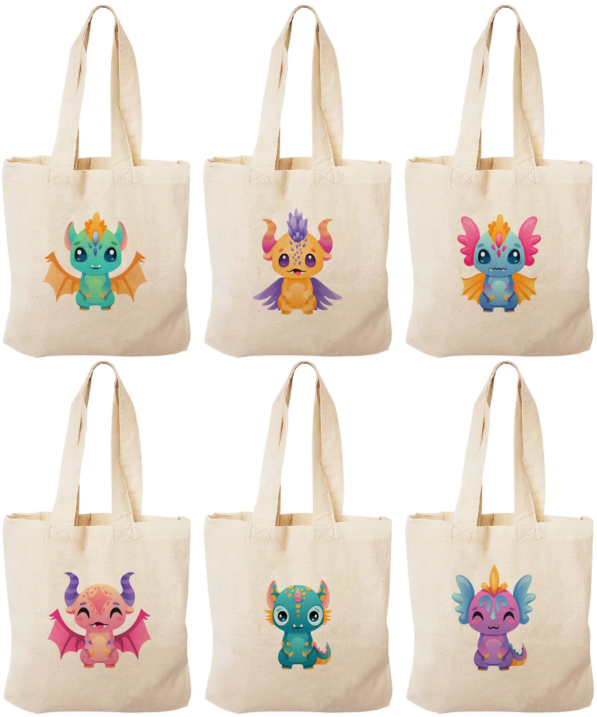 Colorful Dragon Party Favor Bags - For Dragon Themed Parties! - Set of Six
