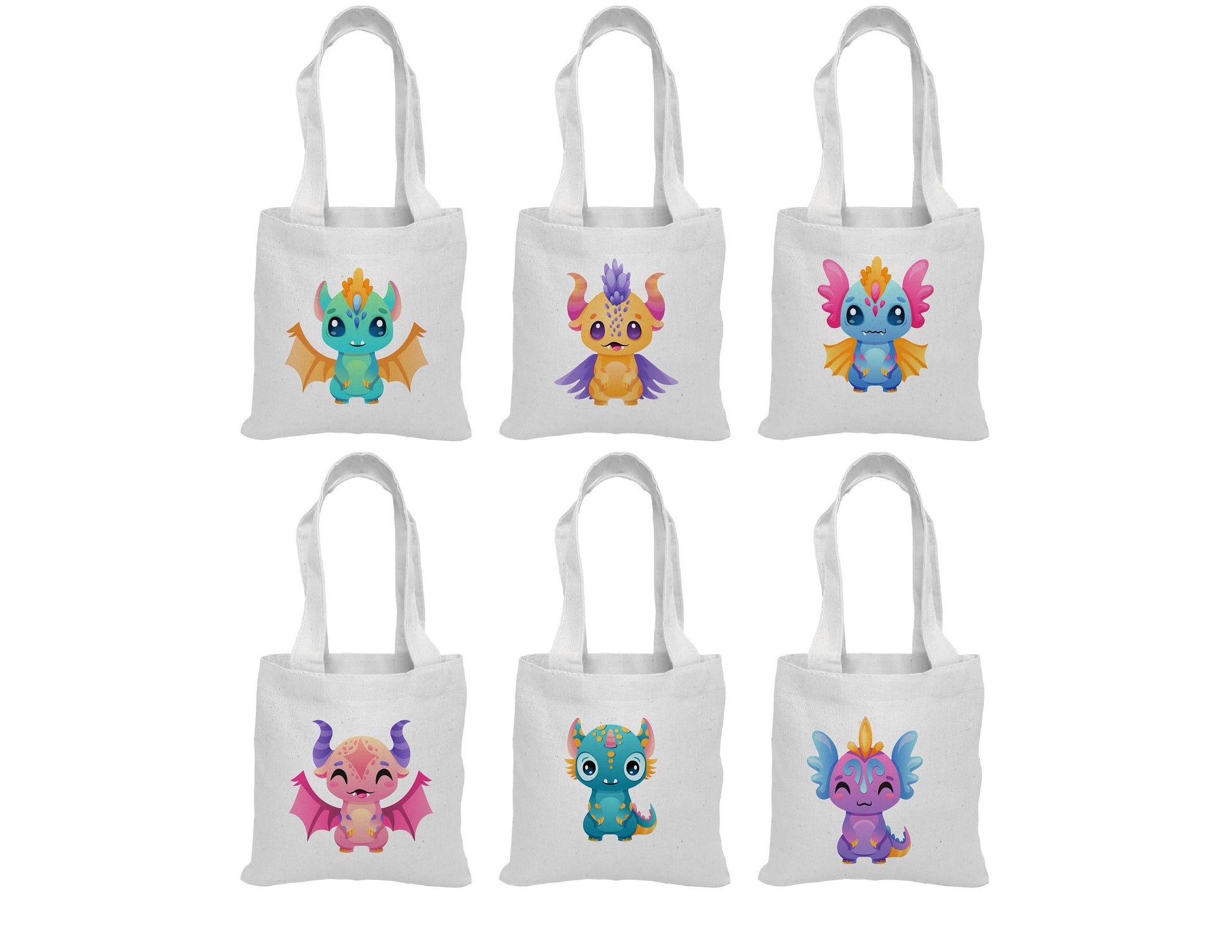 Colorful Dragon Party Favor Bags - For Dragon Themed Parties! - Set of Six