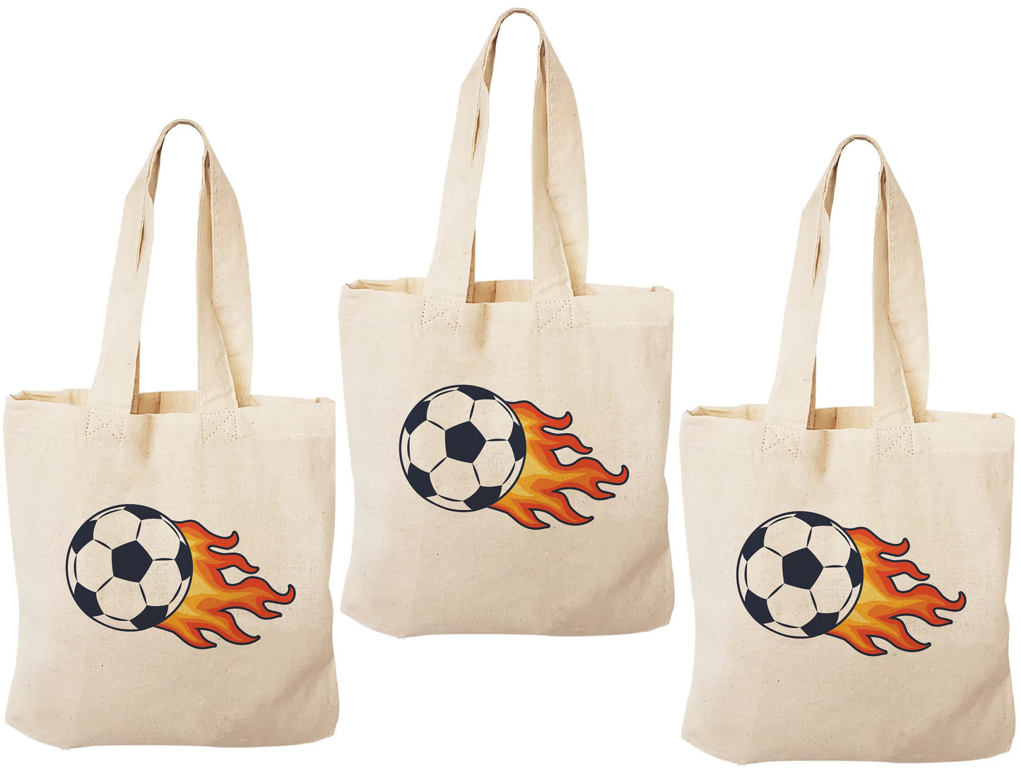 Soccer Party Favor Bags, Set of 3 Cotton Goodie Bags