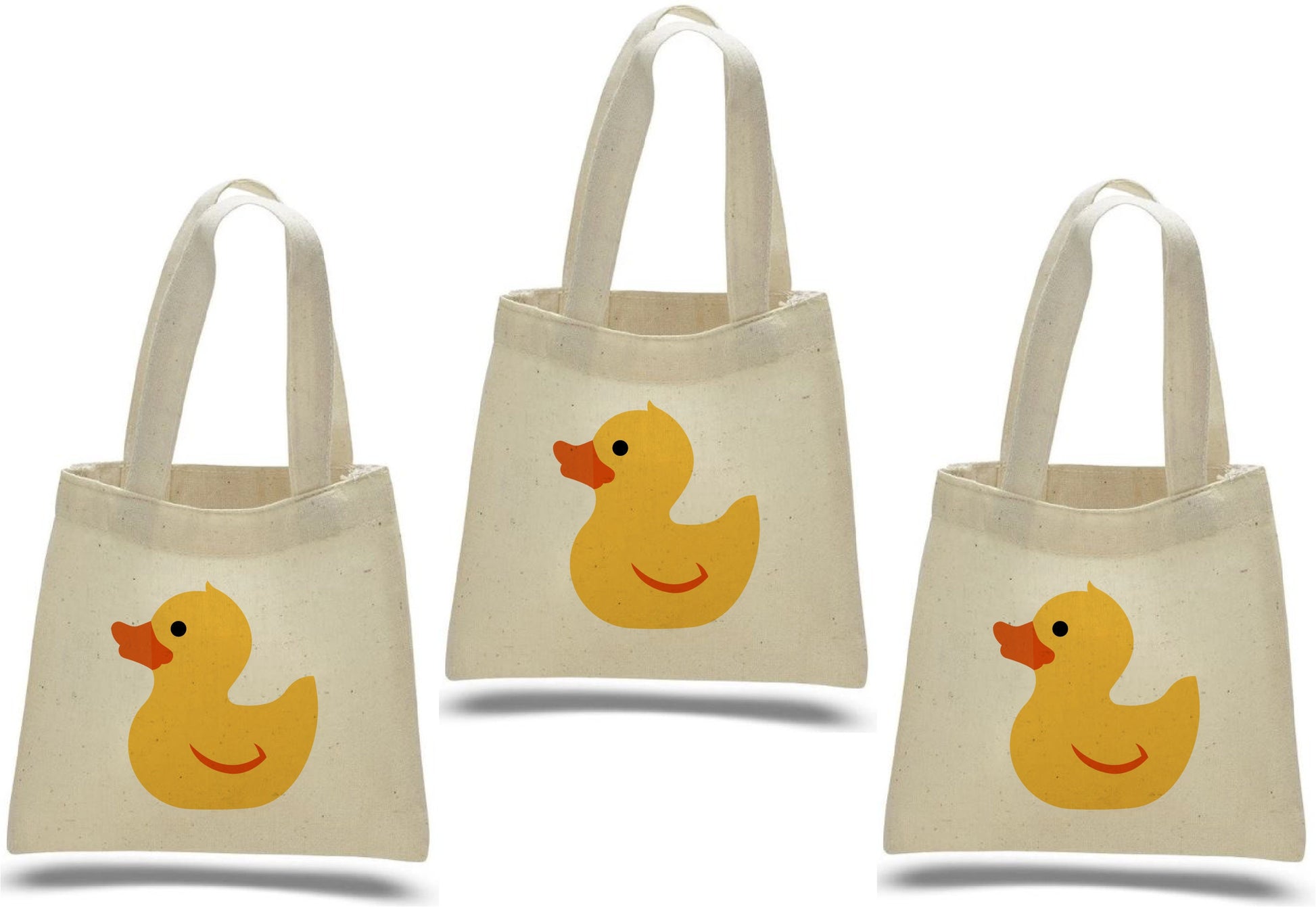 Rubber Ducky Party Favor Bags - Perfect for Birthday Parties and Baby Showers! - Set of Three - Cotton Bags wit Handles