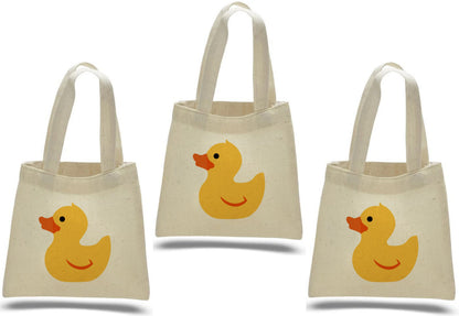 Rubber Ducky Party Favor Bags - Perfect for Birthday Parties and Baby Showers! - Set of Three - Cotton Bags wit Handles