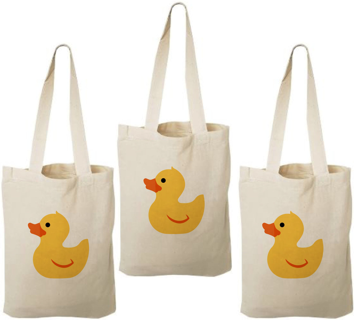 Rubber Ducky Party Favor Bags - Perfect for Birthday Parties and Baby Showers! - Set of Three - Cotton Bags wit Handles