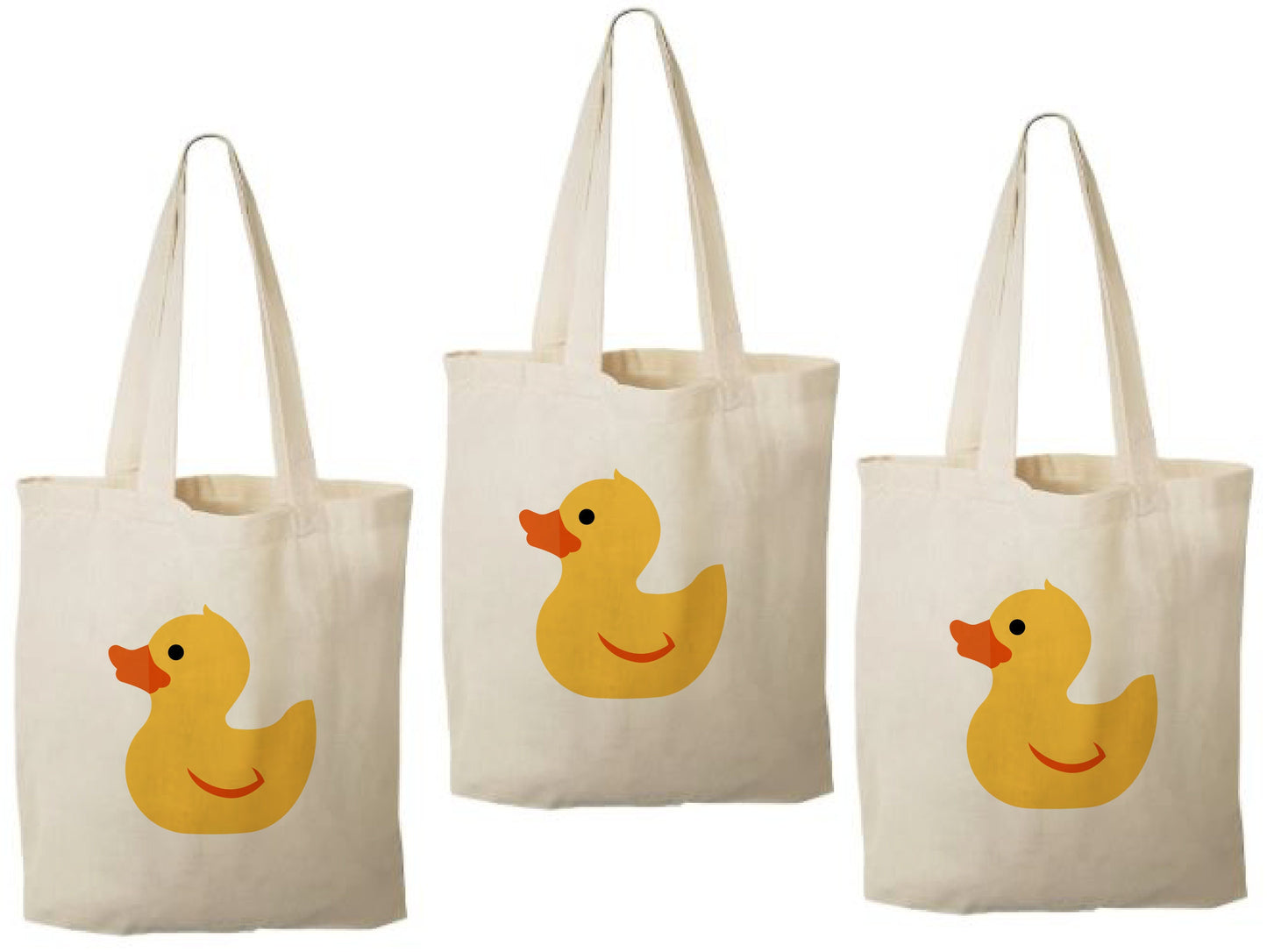 Rubber Ducky Party Favor Bags - Perfect for Birthday Parties and Baby Showers! - Set of Three - Cotton Bags wit Handles