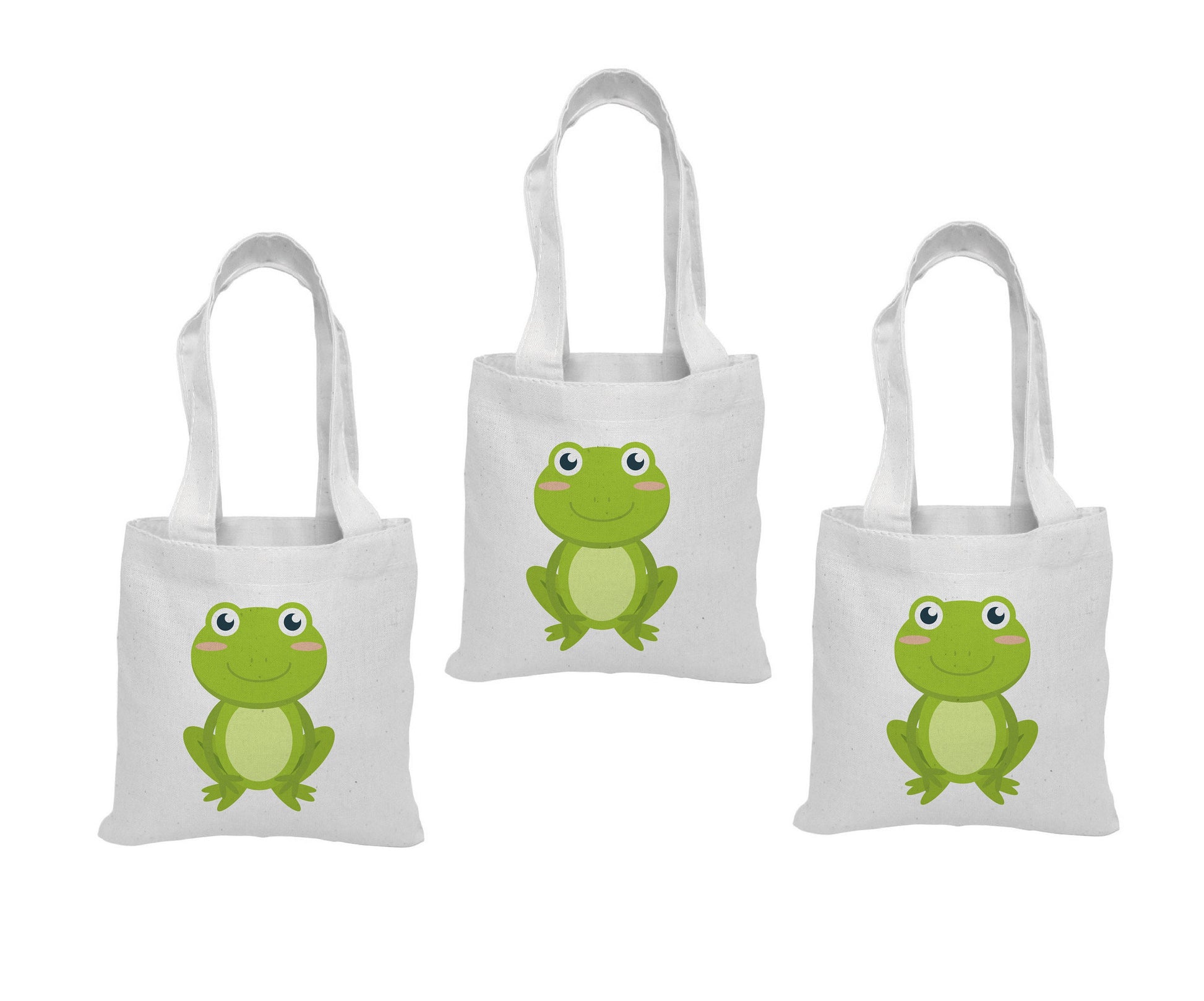 Frog Party Favor Bags, Set of 3 Cotton Goodie Bags