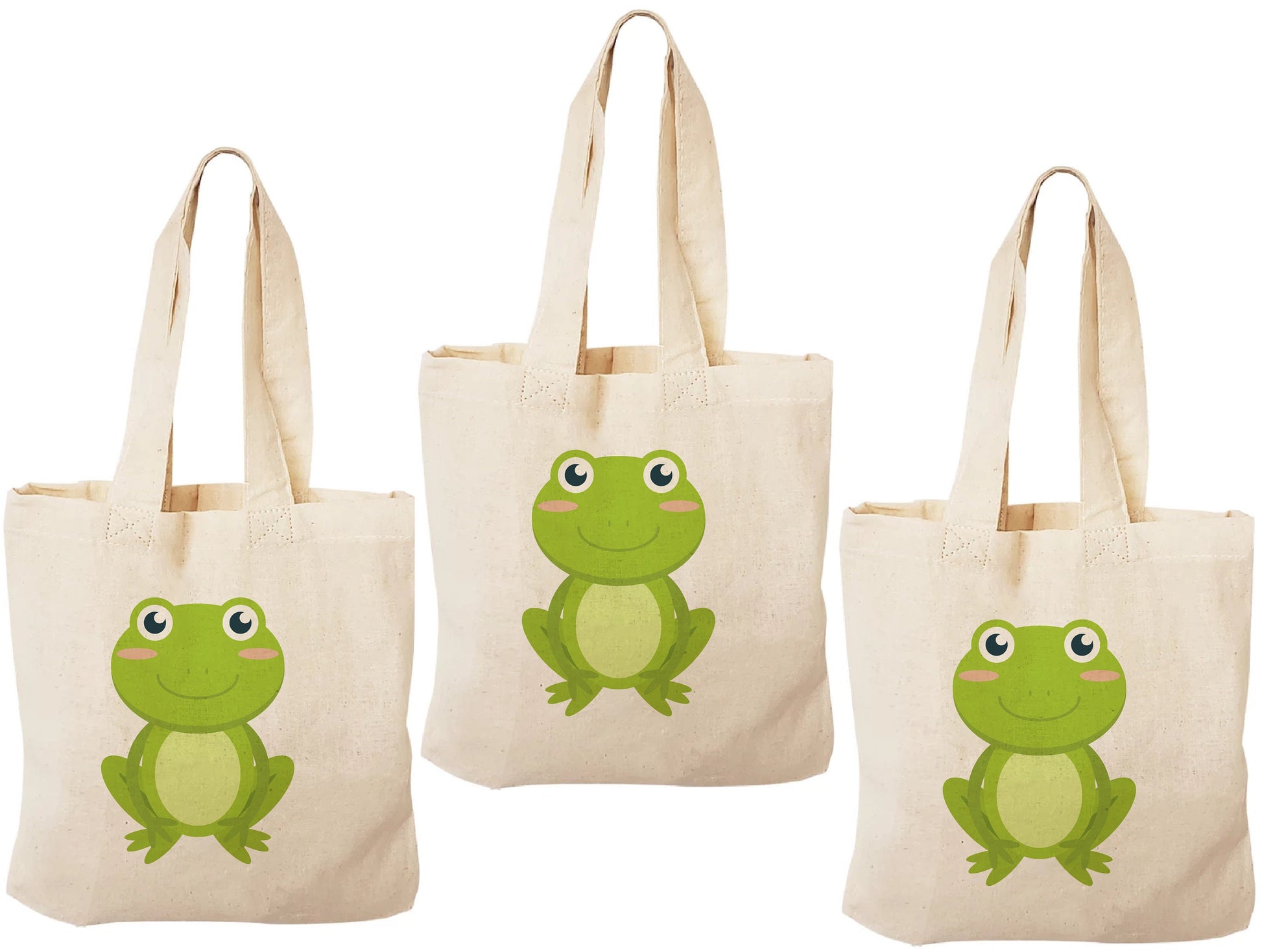 Frog Party Favor Bags, Set of 3 Cotton Goodie Bags