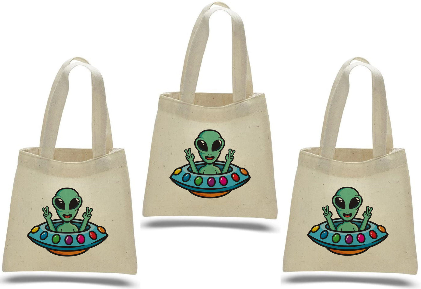 Alien Cotton Party Favor Bags - Set of 3, Reusable Goody Bags