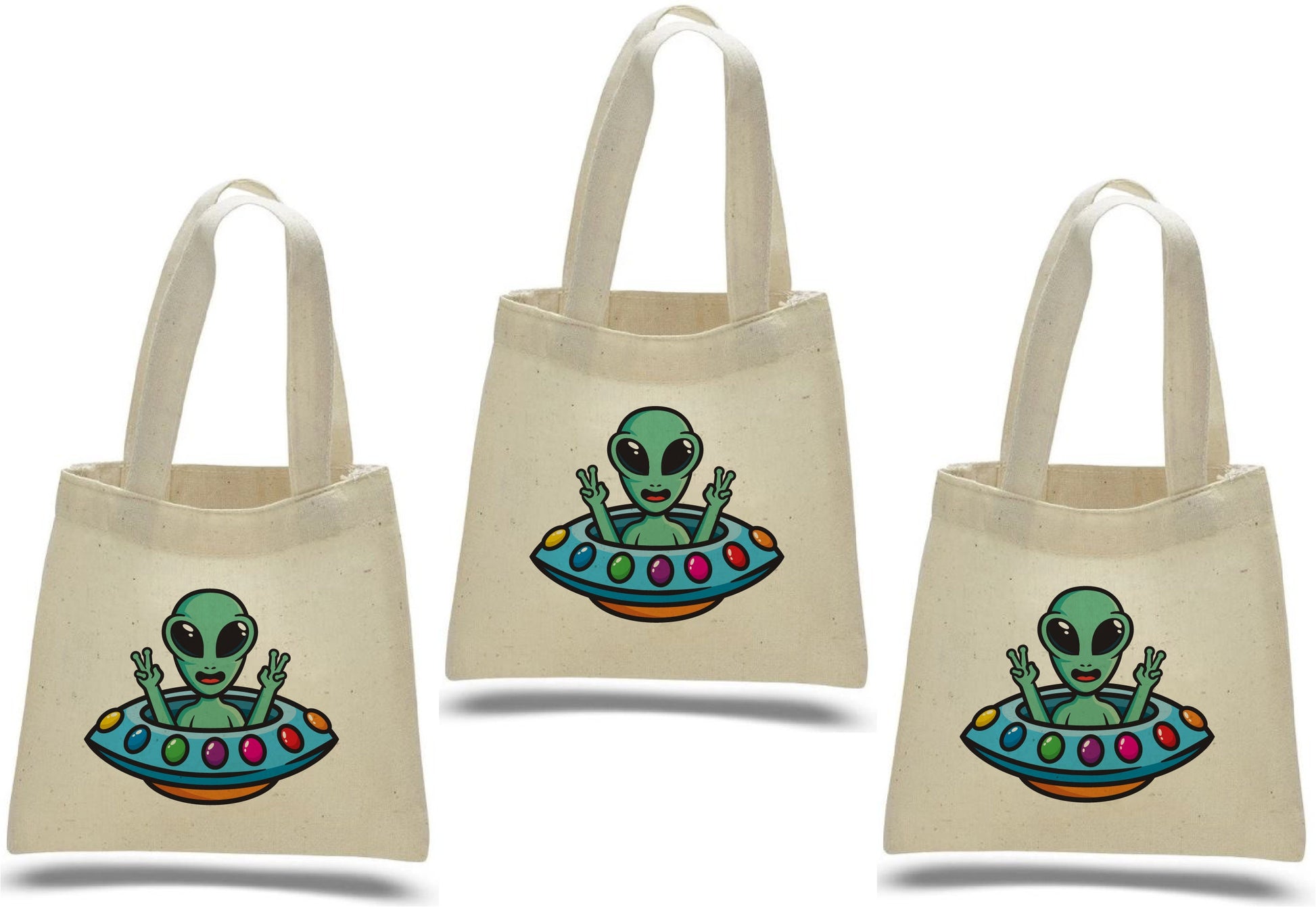 Alien Cotton Party Favor Bags - Set of 3, Reusable Goody Bags
