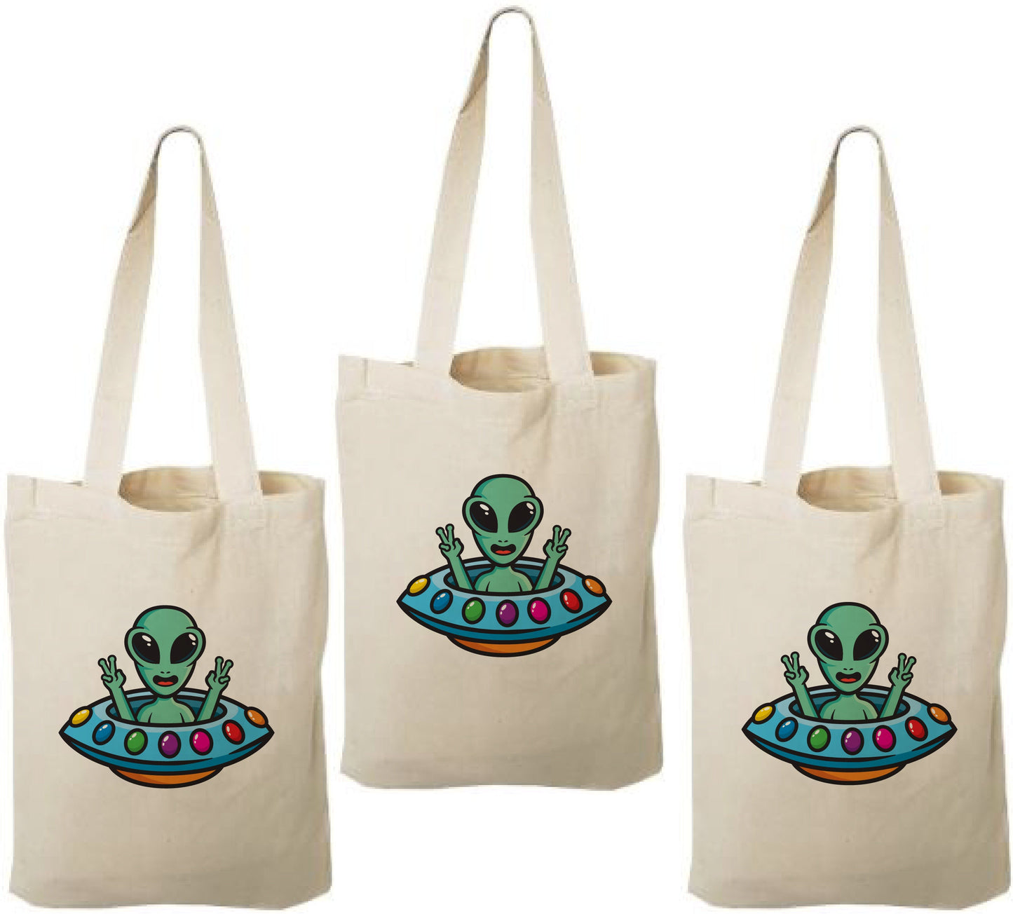 Alien Cotton Party Favor Bags - Set of 3, Reusable Goody Bags