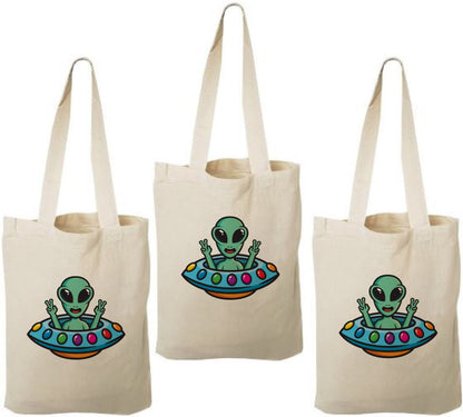Alien Cotton Party Favor Bags - Set of 3, Reusable Goody Bags