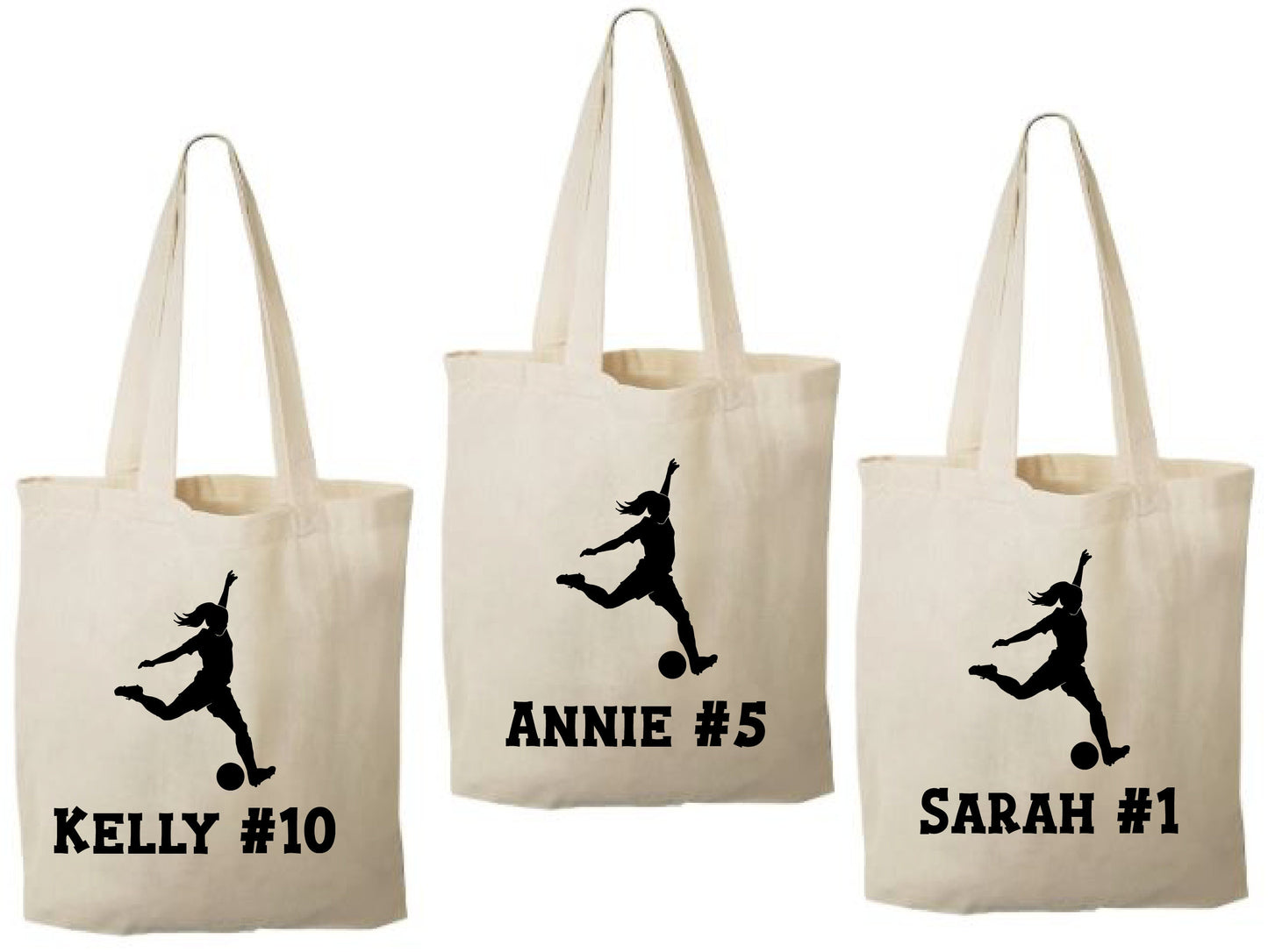 Girls Soccer Party Favor Bags - Set of Three Bags - Personalized