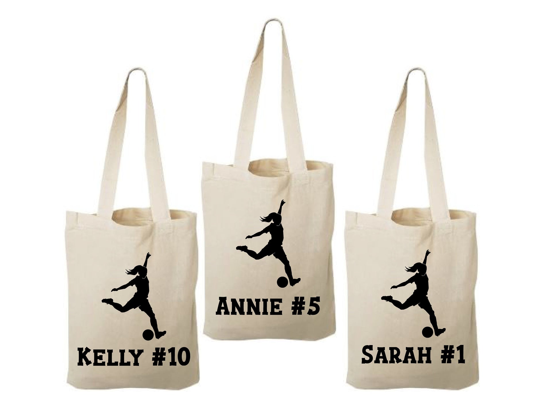 Girls Soccer Party Favor Bags - Set of Three Bags - Personalized
