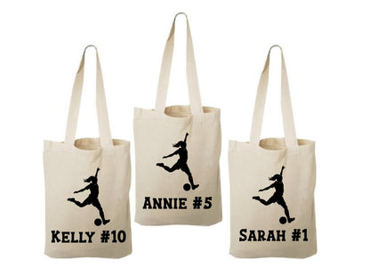 Girls Soccer Party Favor Bags - Set of Three Bags - Personalized