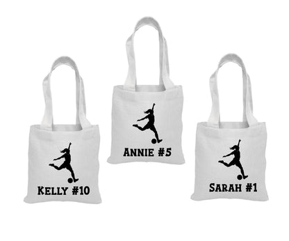 Girls Soccer Party Favor Bags - Set of Three Bags - Personalized