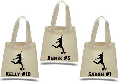 Girls Soccer Party Favor Bags - Set of Three Bags - Personalized