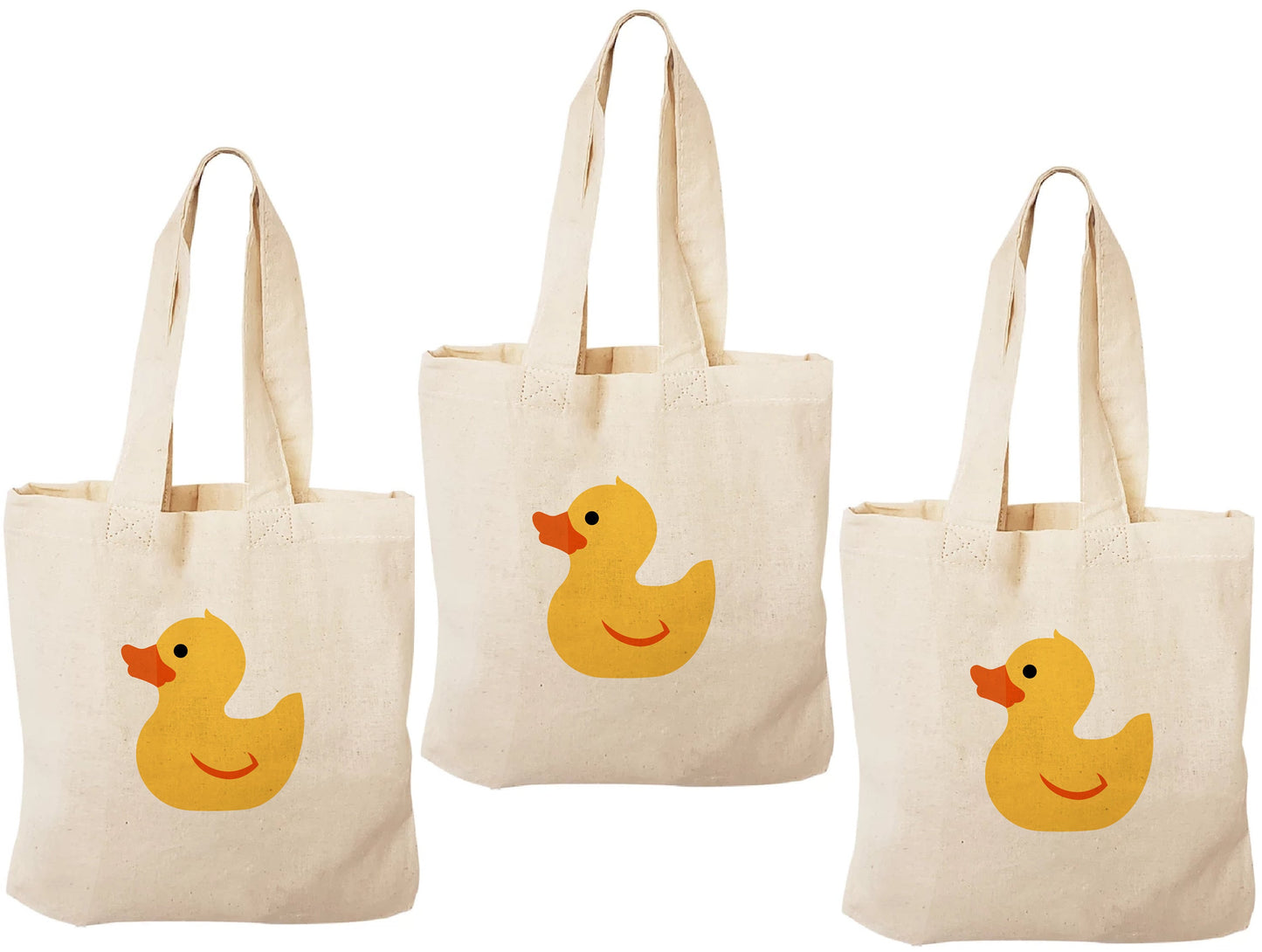 Rubber Ducky Party Favor Bags - Perfect for Birthday Parties and Baby Showers! - Set of Three - Cotton Bags wit Handles