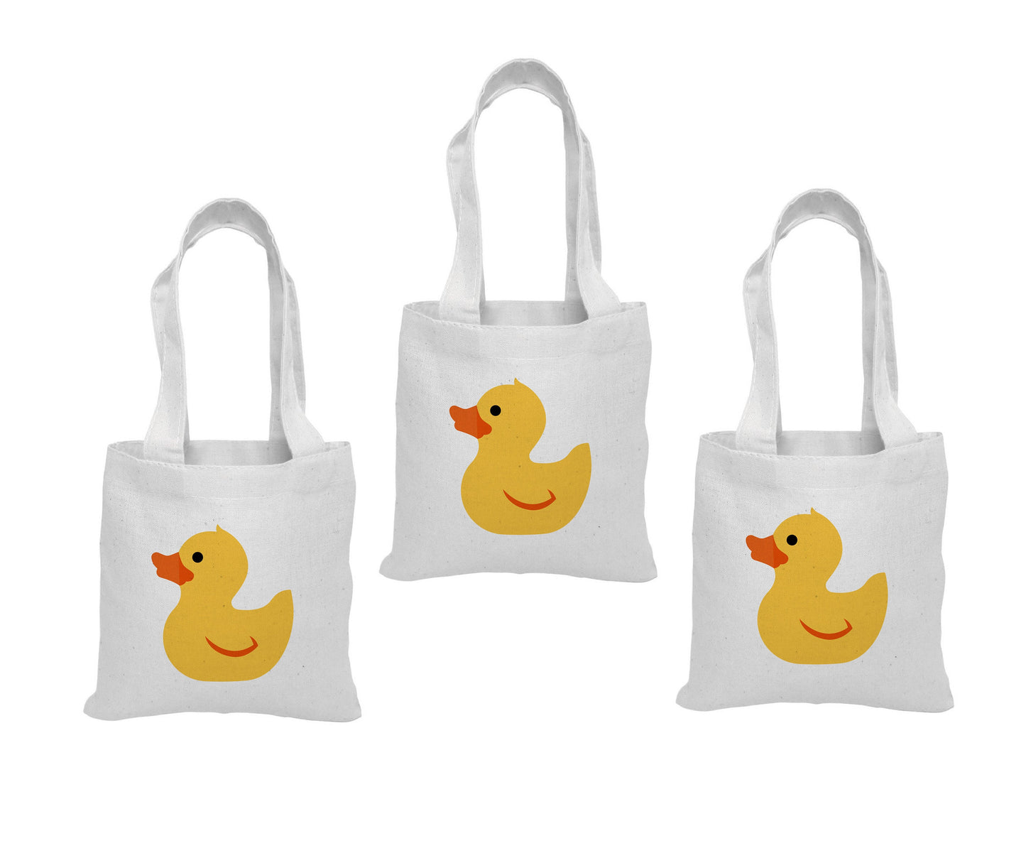 Rubber Ducky Party Favor Bags - Perfect for Birthday Parties and Baby Showers! - Set of Three - Cotton Bags wit Handles