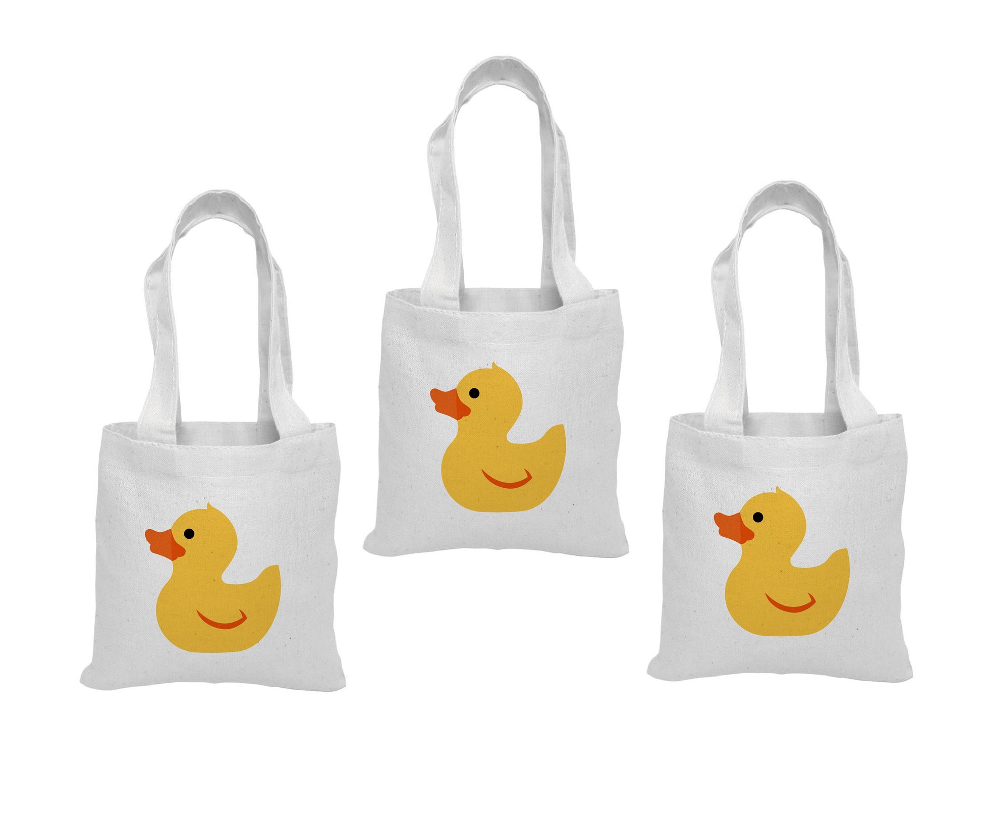 Rubber Ducky Party Favor Bags - Perfect for Birthday Parties and Baby Showers! - Set of Three - Cotton Bags wit Handles
