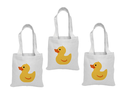 Rubber Ducky Party Favor Bags - Perfect for Birthday Parties and Baby Showers! - Set of Three - Cotton Bags wit Handles