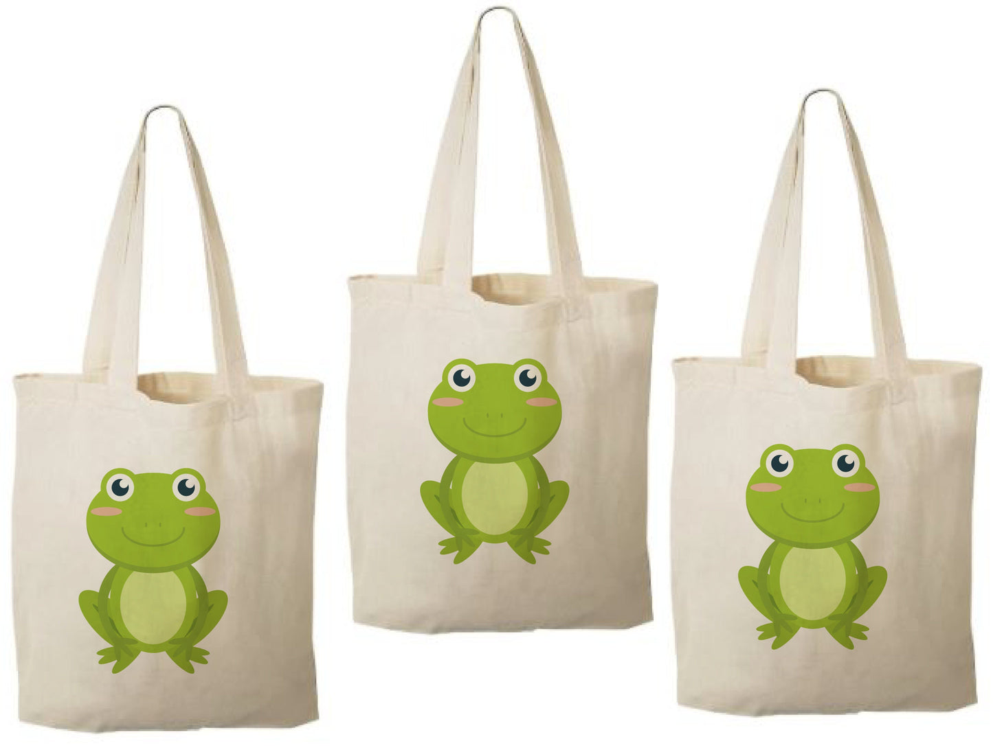 Frog Party Favor Bags, Set of 3 Cotton Goodie Bags