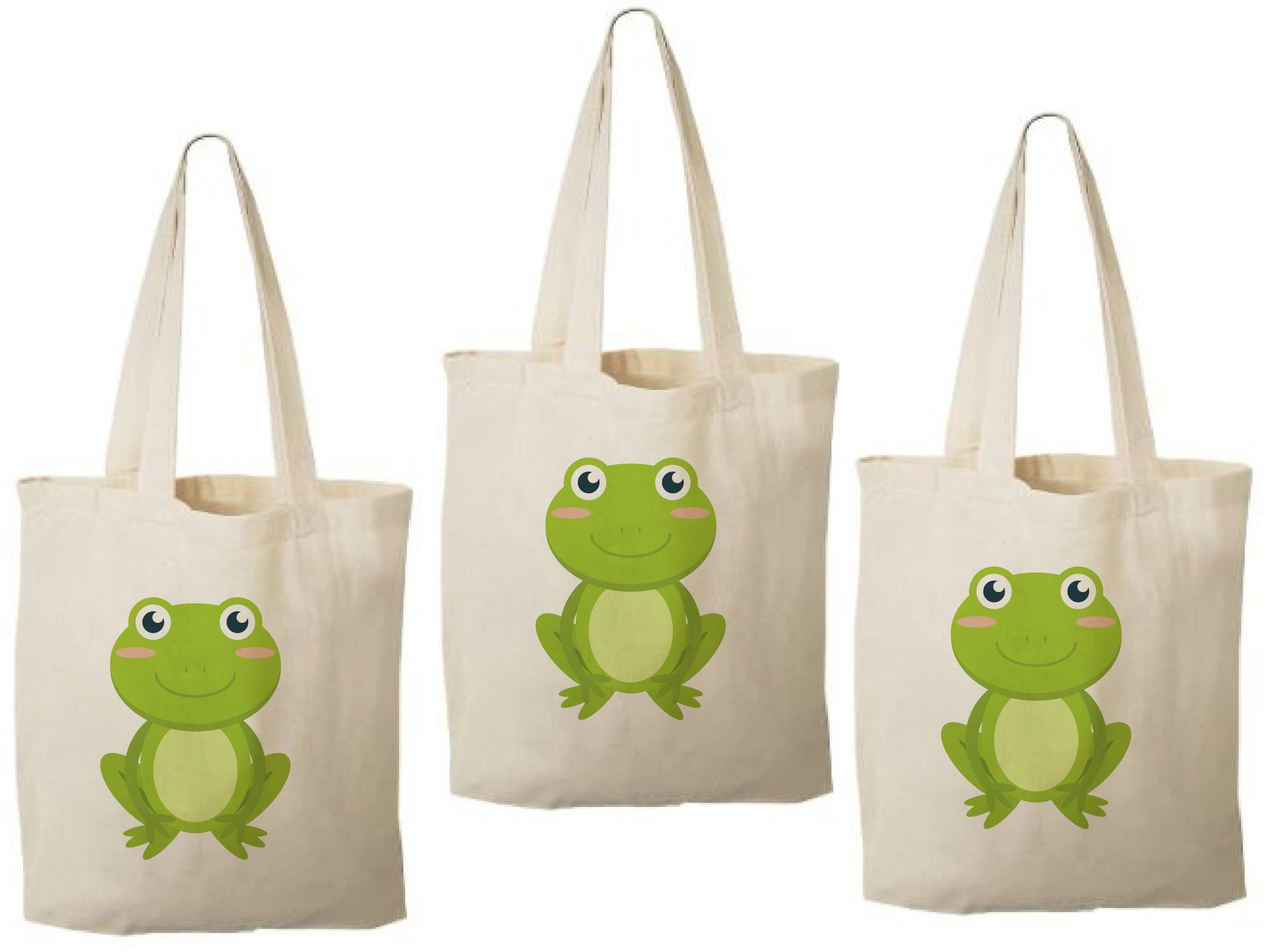 Frog Party Favor Bags, Set of 3 Cotton Goodie Bags