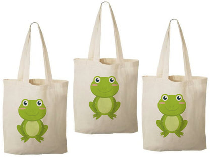 Frog Party Favor Bags, Set of 3 Cotton Goodie Bags