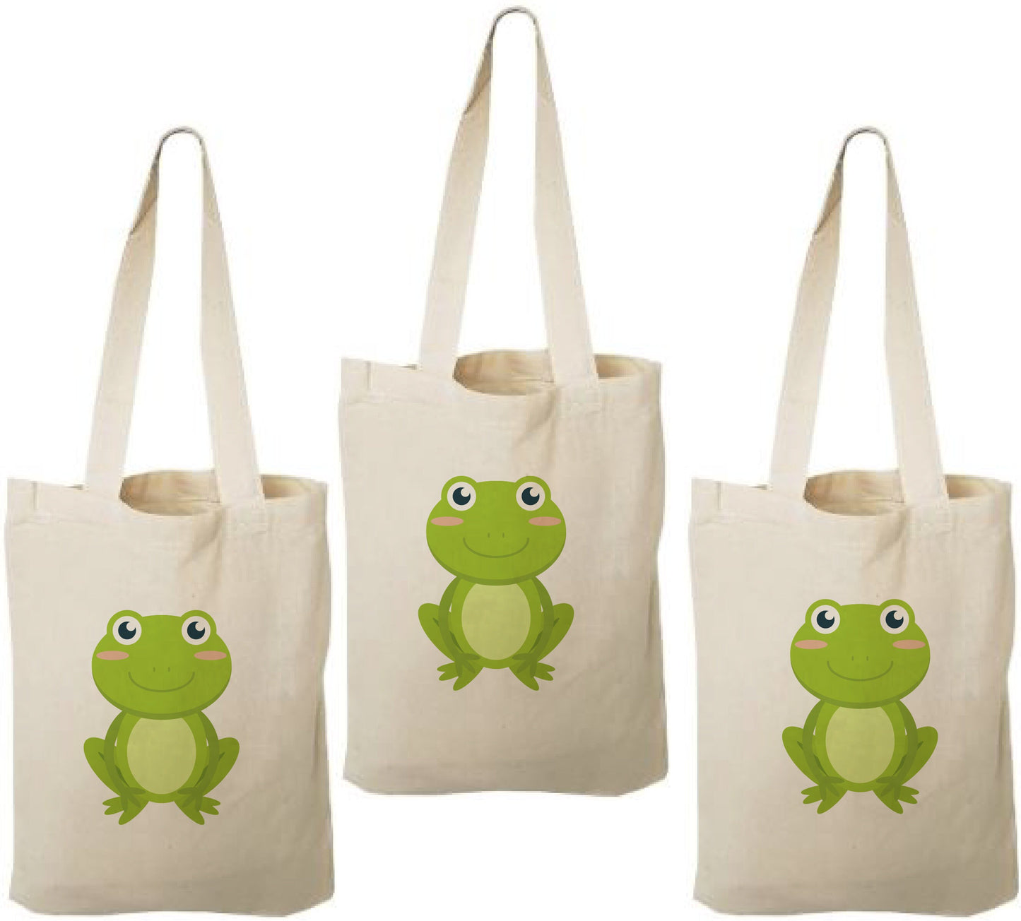 Frog Party Favor Bags, Set of 3 Cotton Goodie Bags