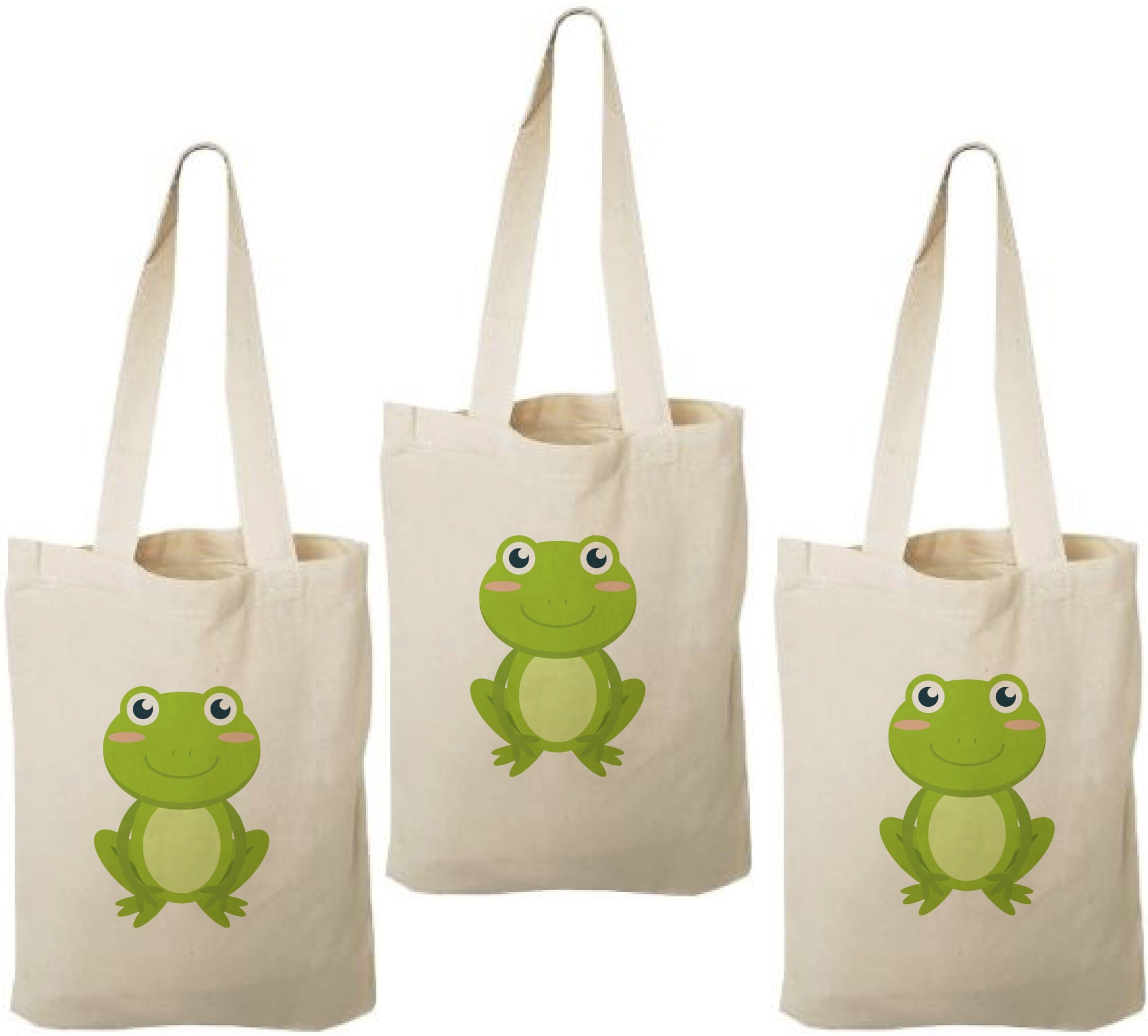 Frog Party Favor Bags, Set of 3 Cotton Goodie Bags