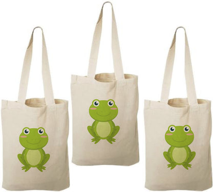 Frog Party Favor Bags, Set of 3 Cotton Goodie Bags