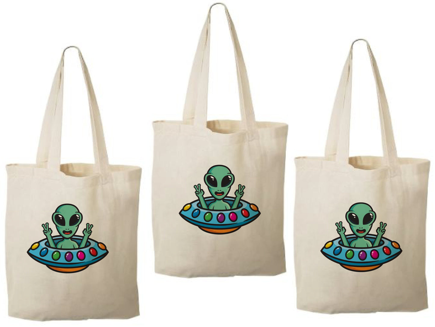 Alien Cotton Party Favor Bags - Set of 3, Reusable Goody Bags