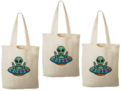 Alien Cotton Party Favor Bags - Set of 3, Reusable Goody Bags