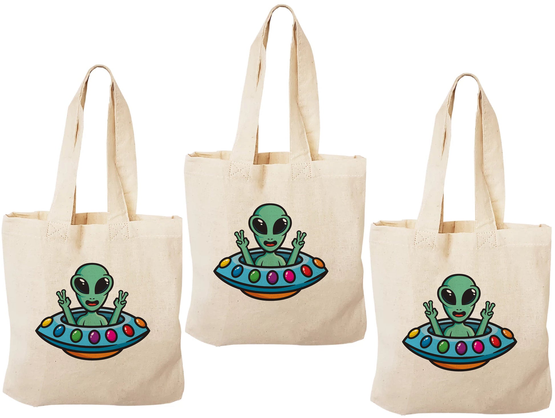 Alien Cotton Party Favor Bags - Set of 3, Reusable Goody Bags