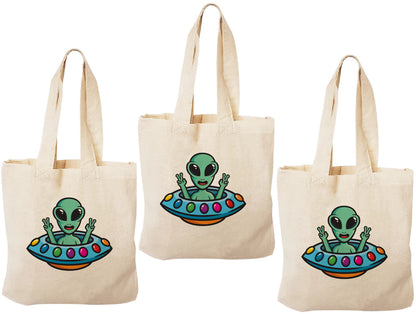 Alien Cotton Party Favor Bags - Set of 3, Reusable Goody Bags