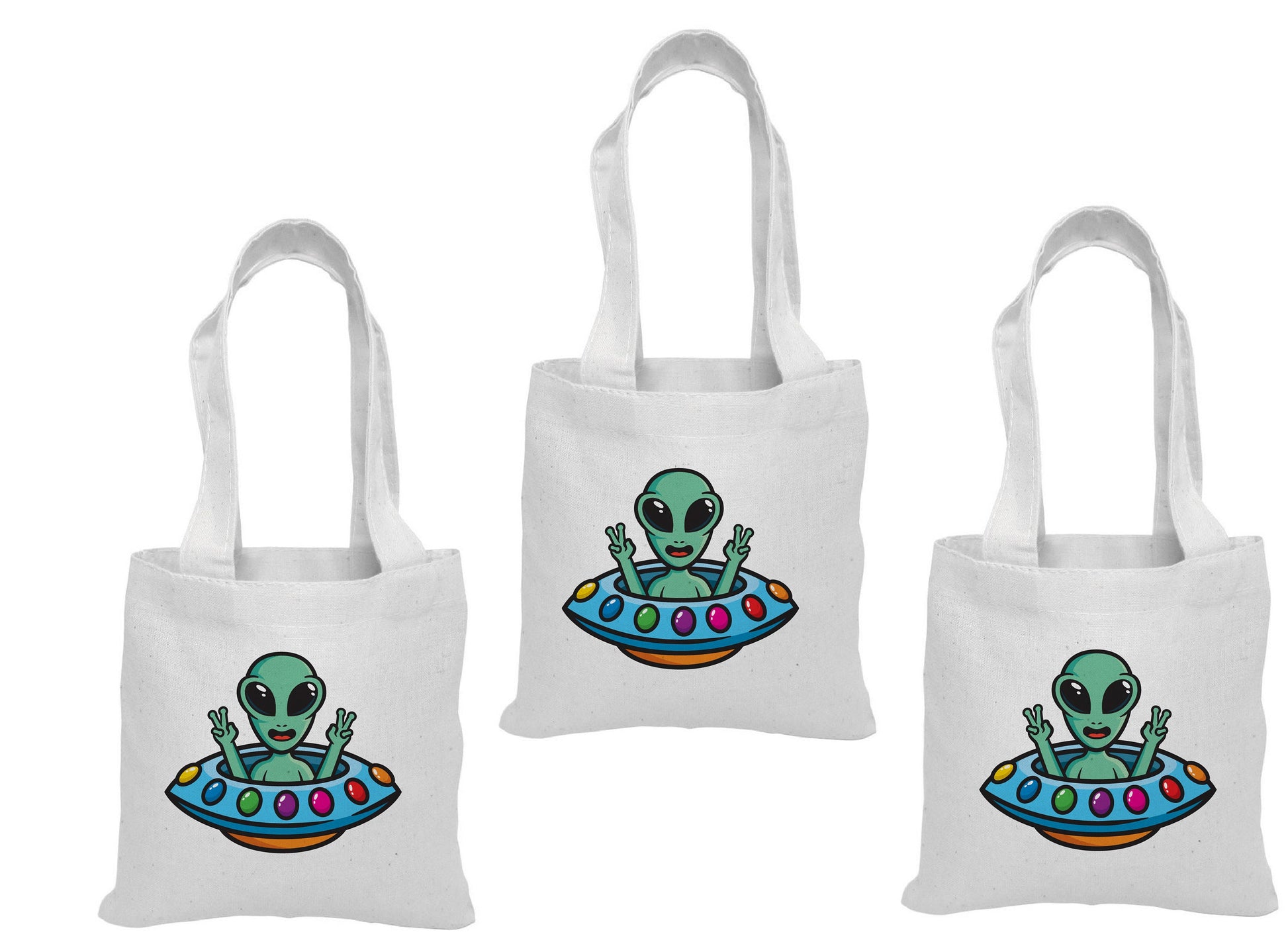 Alien Cotton Party Favor Bags - Set of 3, Reusable Goody Bags