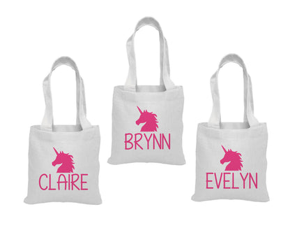 Set of 3 Personalized Unicorn Cotton Party Favor Bags