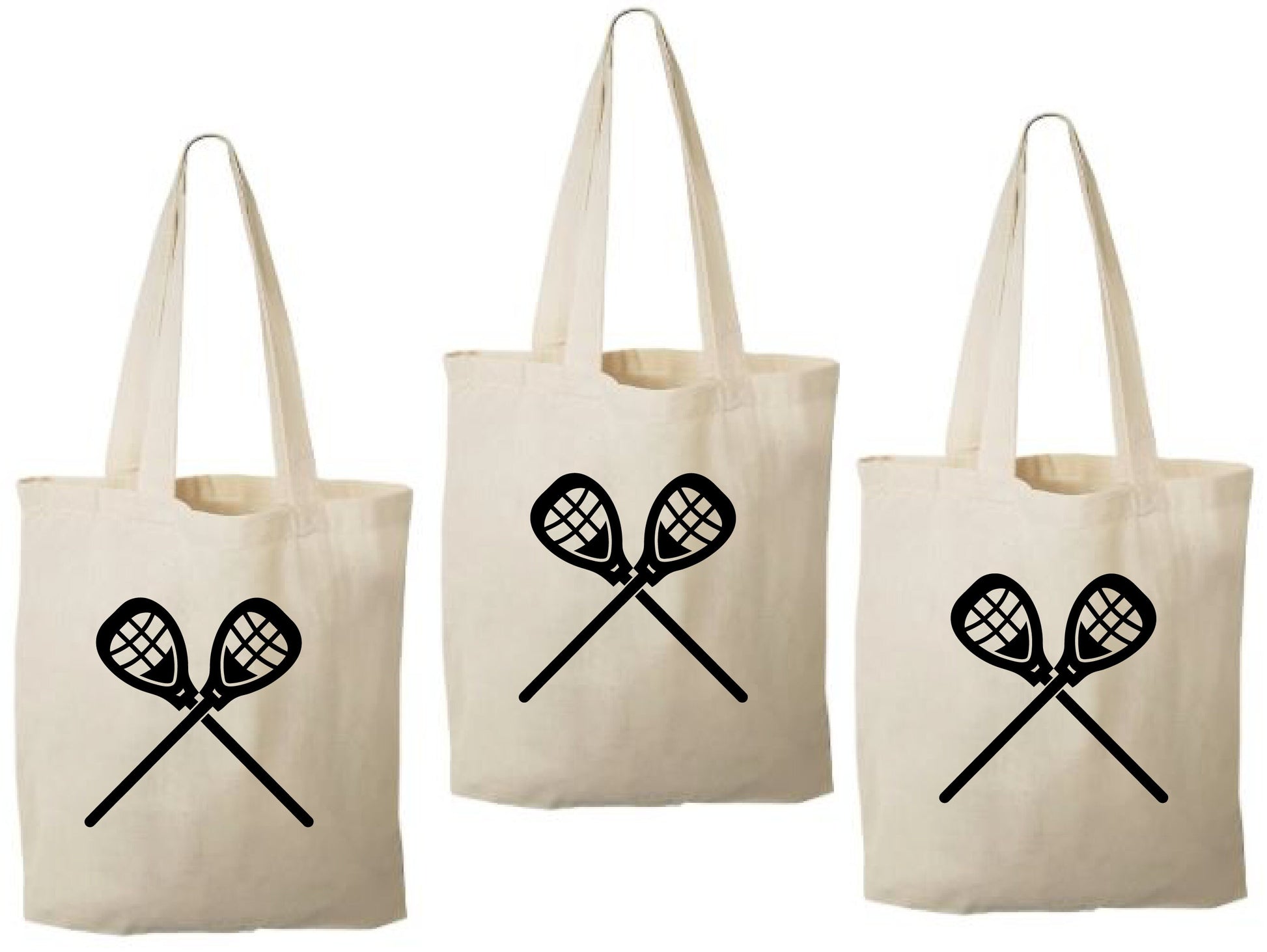 3 Lacrosse Party Favor Bags, Cotton Treat Goodie Bags