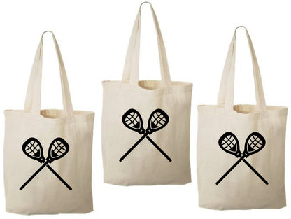3 Lacrosse Party Favor Bags, Cotton Treat Goodie Bags