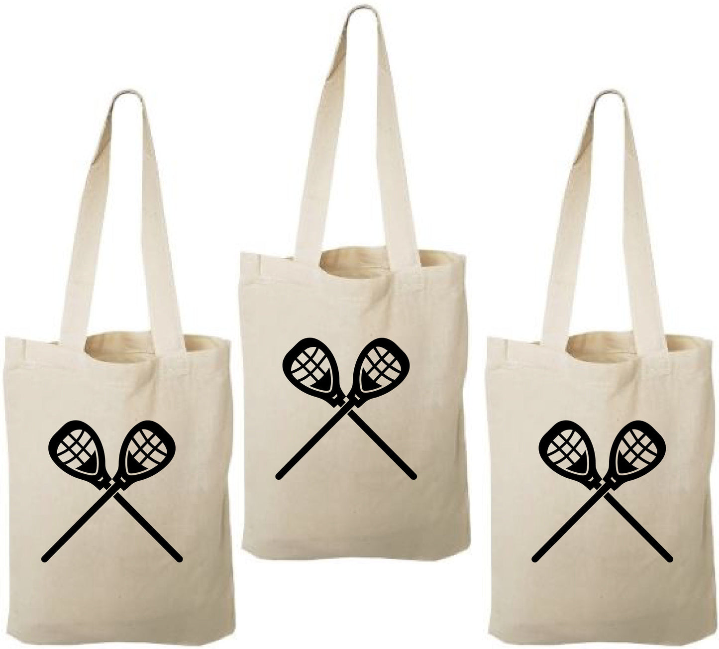3 Lacrosse Party Favor Bags, Cotton Treat Goodie Bags