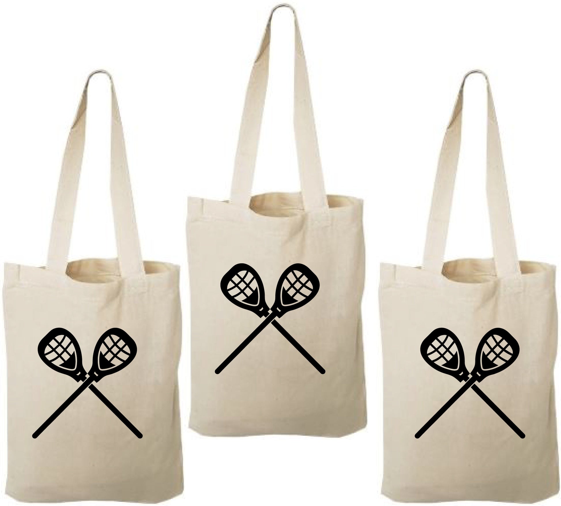 3 Lacrosse Party Favor Bags, Cotton Treat Goodie Bags