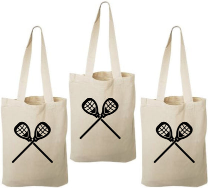3 Lacrosse Party Favor Bags, Cotton Treat Goodie Bags