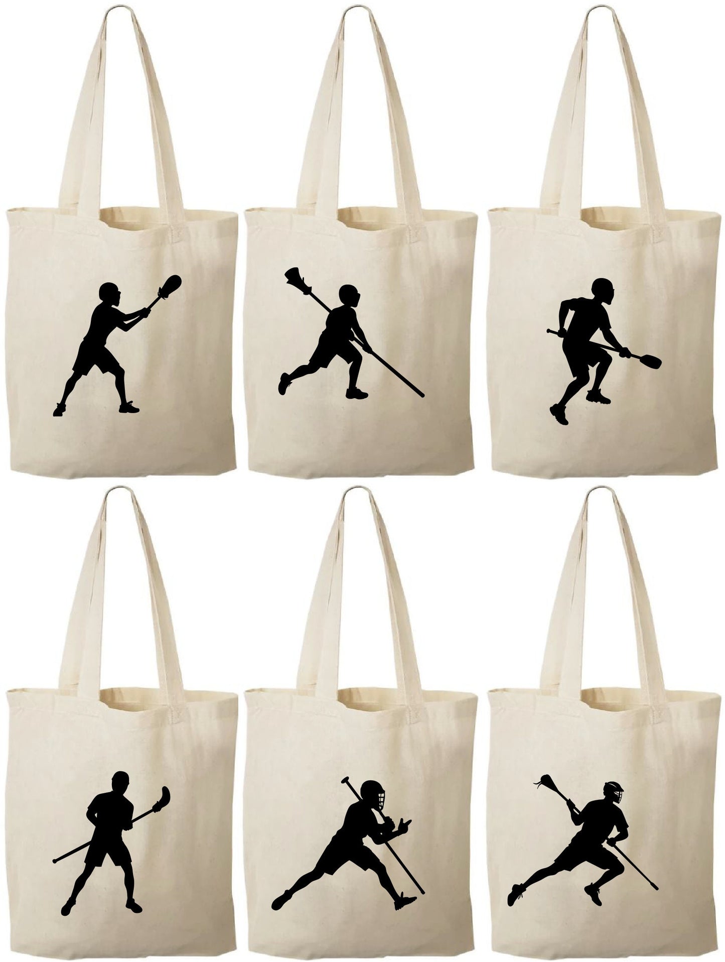 Lacrosse Party Favor Bags – Cotton Birthday Goodie Totes, Set of 6